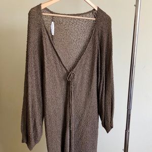 Long Cardigan - Hand-Loomed Open Weave Bouclé